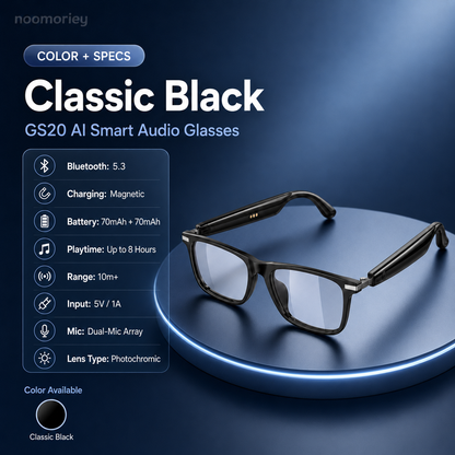AI Smart Glasses with ChatGPT & Voice Translation – 160 Languages, Bluetooth Audio, HD Calls, HiFi Music & Color-Changing Lenses
