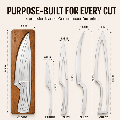 ✨ NestKnife Magnetic Japanese Steel Knife Set | Space-Saving Kitchen Upgrade