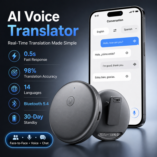 AI Smart Translator Device – K18 Real-Time Voice Translator with Bluetooth, Multi-Language & Cross-Platform Support