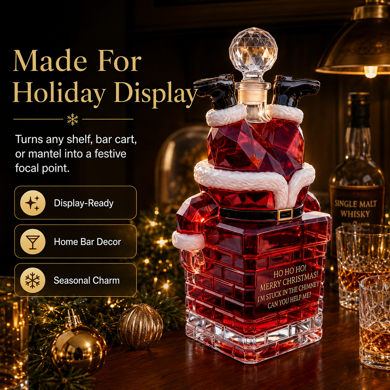 🎅 2026 Christmas Gift 50% Off--💥 Pre-order: 49% Off – Santa Stuck in the Chimney Whiskey Bottle