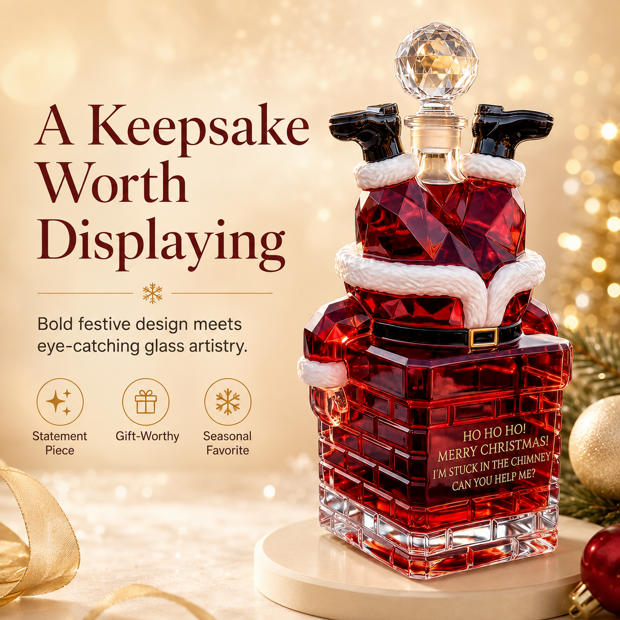 🎅 2026 Christmas Gift 50% Off--💥 Pre-order: 49% Off – Santa Stuck in the Chimney Whiskey Bottle