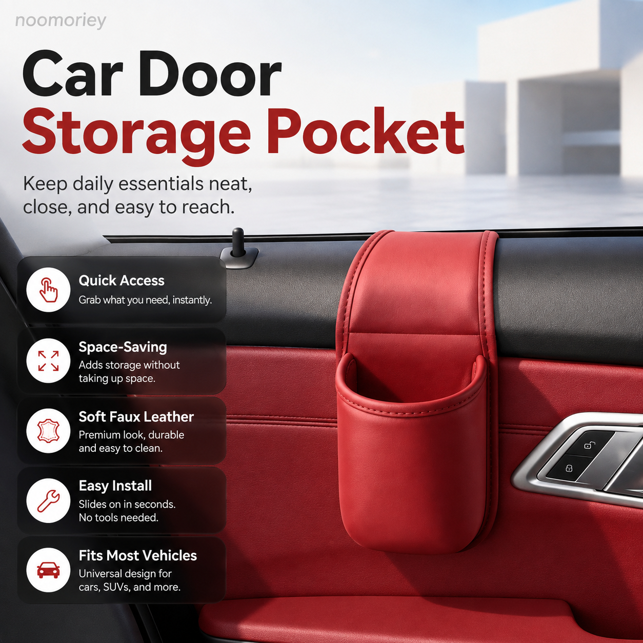 🔥 Car Door Storage Pocket Organizer – Premium Leather, Dual-Layer & Easy-Reach Design