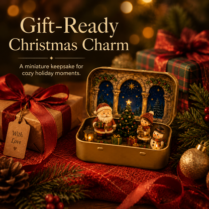 🎄 Tiny Christmas Wonderland in a Tin – Miniature Holiday Village Keepsake & Christmas Gift 🎁