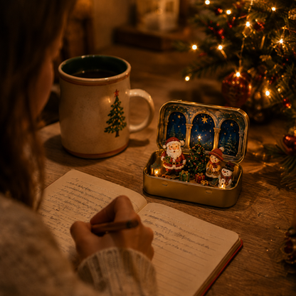 🎄 Tiny Christmas Wonderland in a Tin – Miniature Holiday Village Keepsake & Christmas Gift 🎁