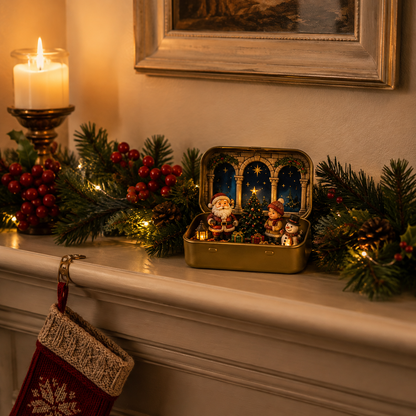 🎄 Tiny Christmas Wonderland in a Tin – Miniature Holiday Village Keepsake & Christmas Gift 🎁