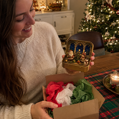🎄 Tiny Christmas Wonderland in a Tin – Miniature Holiday Village Keepsake & Christmas Gift 🎁