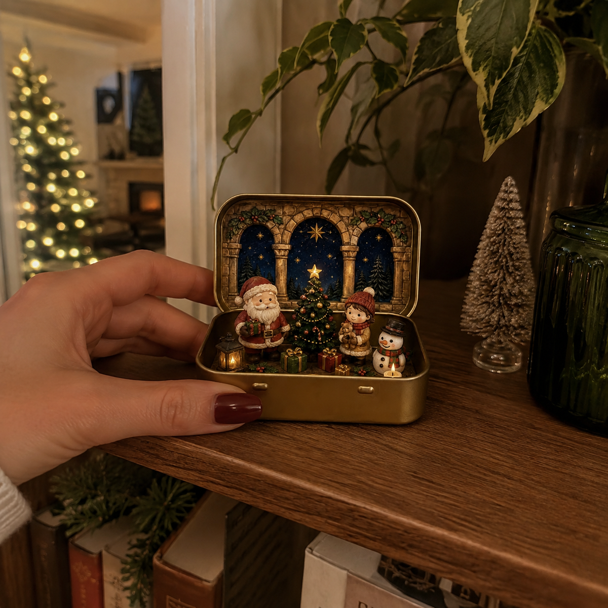 🎄 Tiny Christmas Wonderland in a Tin – Miniature Holiday Village Keepsake & Christmas Gift 🎁