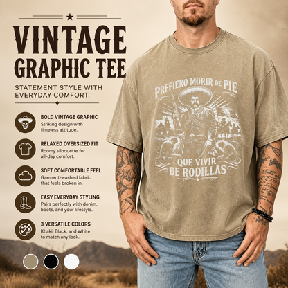 🇲🇽 Emiliano Zapata Graphic Tee – 100% Cotton Oversized Vintage-Style T-Shirt