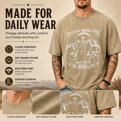 🇲🇽 Emiliano Zapata Graphic Tee – 100% Cotton Oversized Vintage-Style T-Shirt