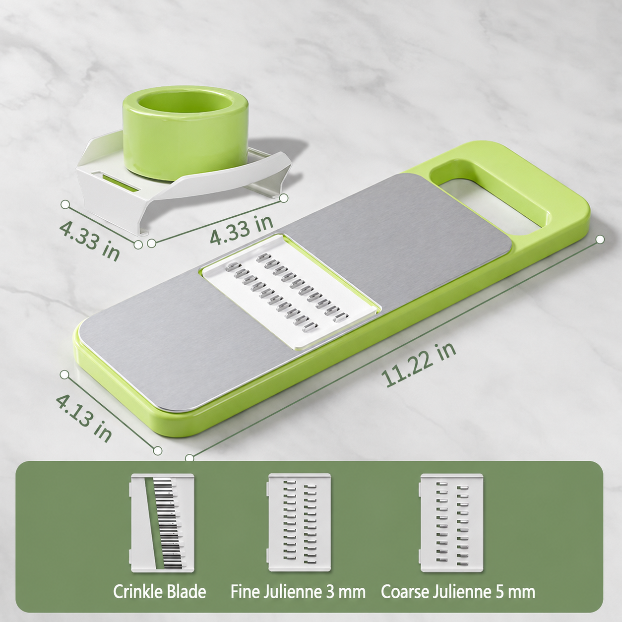 Multi‑Shape Adjustable Vegetable Slicer, Stainless Steel Blade Shredder, Slice, Julienne & Flower‑Cut for Fruit Veggie Meal Prep