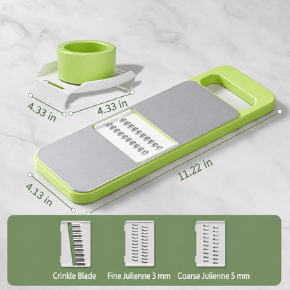 Multi‑Shape Adjustable Vegetable Slicer, Stainless Steel Blade Shredder, Slice, Julienne & Flower‑Cut for Fruit Veggie Meal Prep