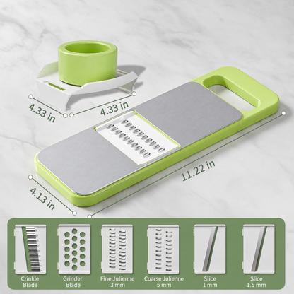 Multi‑Shape Adjustable Vegetable Slicer, Stainless Steel Blade Shredder, Slice, Julienne & Flower‑Cut for Fruit Veggie Meal Prep