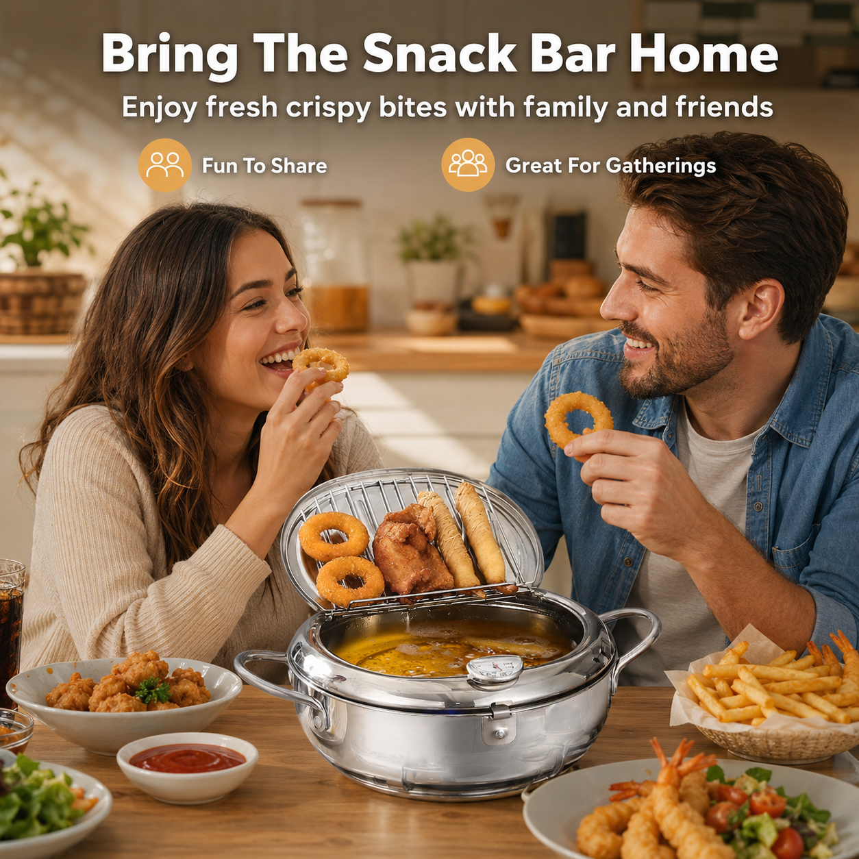 🍗304 Stainless Steel Stovetop Deep Fryer Pot – With Thermometer