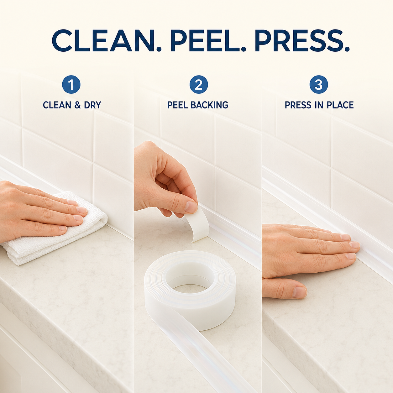 Self-Adhesive Waterproof Caulk Tape – Flexible PE Seal Strip for Bathroom, Kitchen & Sink Gaps
