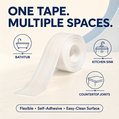 Self-Adhesive Waterproof Caulk Tape – Flexible PE Seal Strip for Bathroom, Kitchen & Sink Gaps