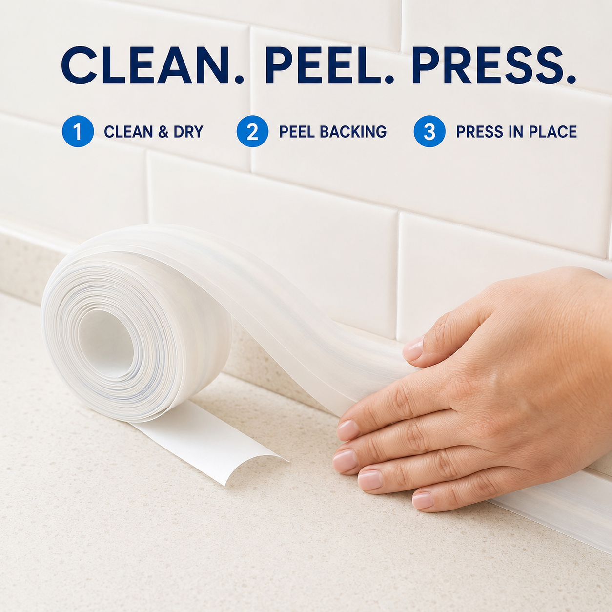 Self-Adhesive Waterproof Caulk Tape – Flexible PE Seal Strip for Bathroom, Kitchen & Sink Gaps
