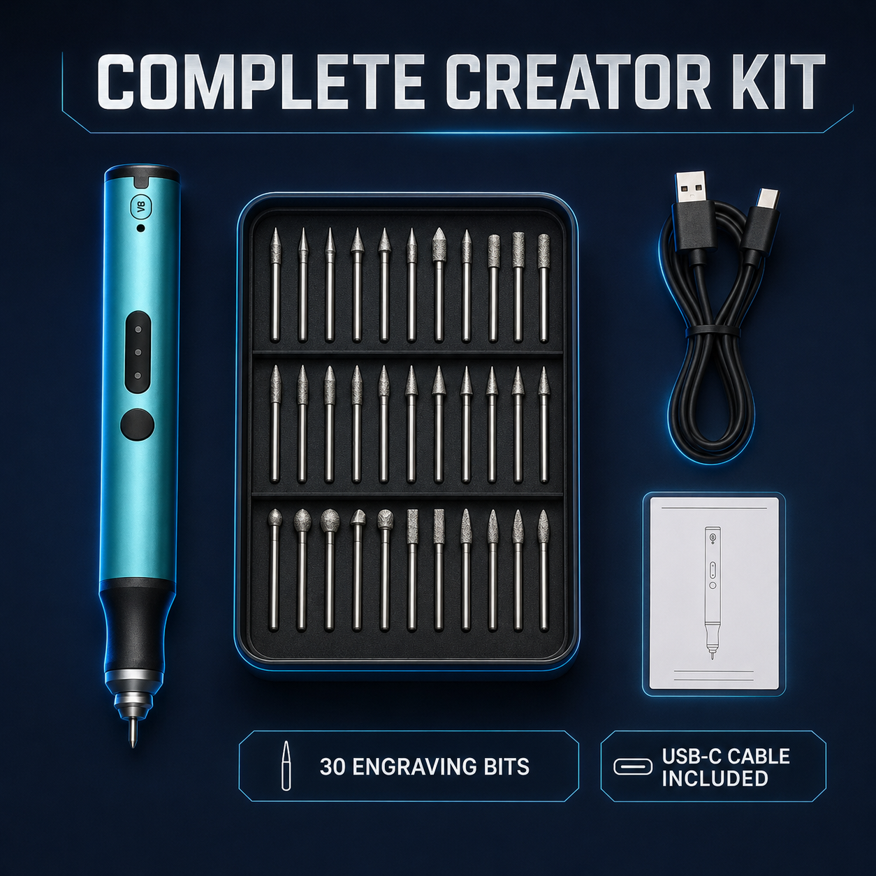 Cordless Rechargeable Engraving Pen 5-Speed Carving Kit