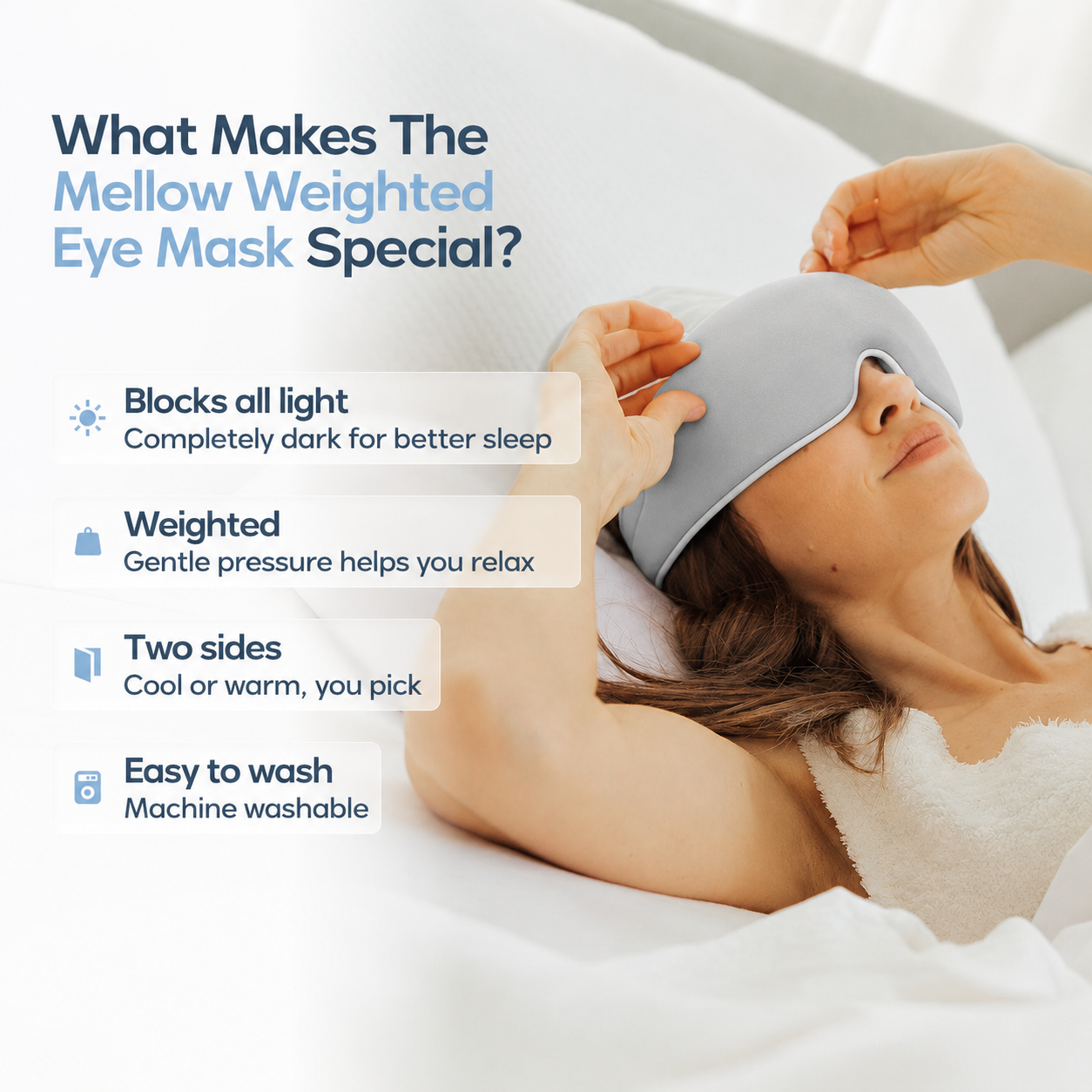 Lights Out Weighted Eye Mask, 360° Wraparound Total Blackout Sleep Mask, Soft Contoured Night Eye Cover for Deep Sleep, Travel, Naps and Shift Work
