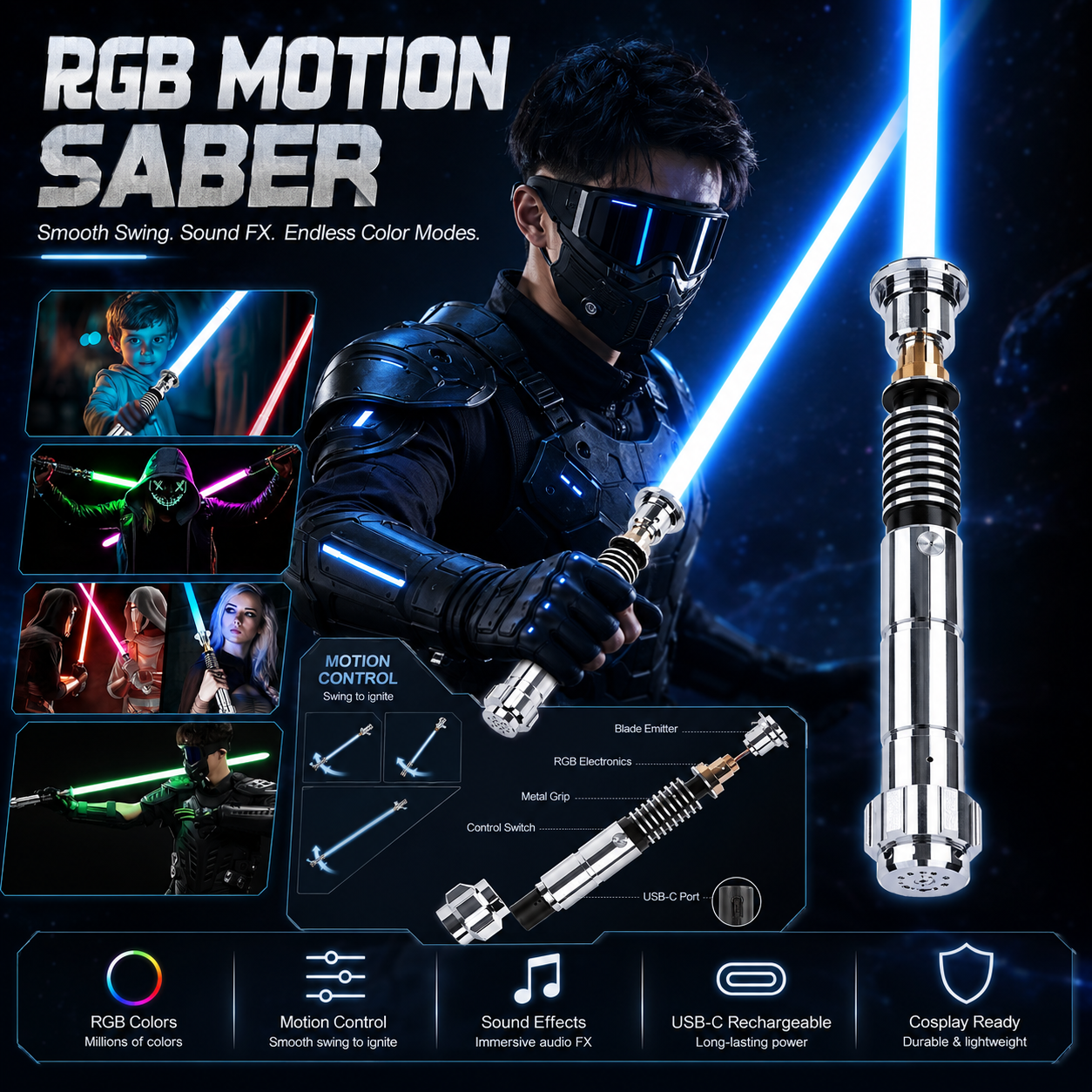 🔥LAST SALE 55% OFF🛡️Legendary Luke Skywalker RGB Lightsaber – Motion-Activated with Infinite Colors