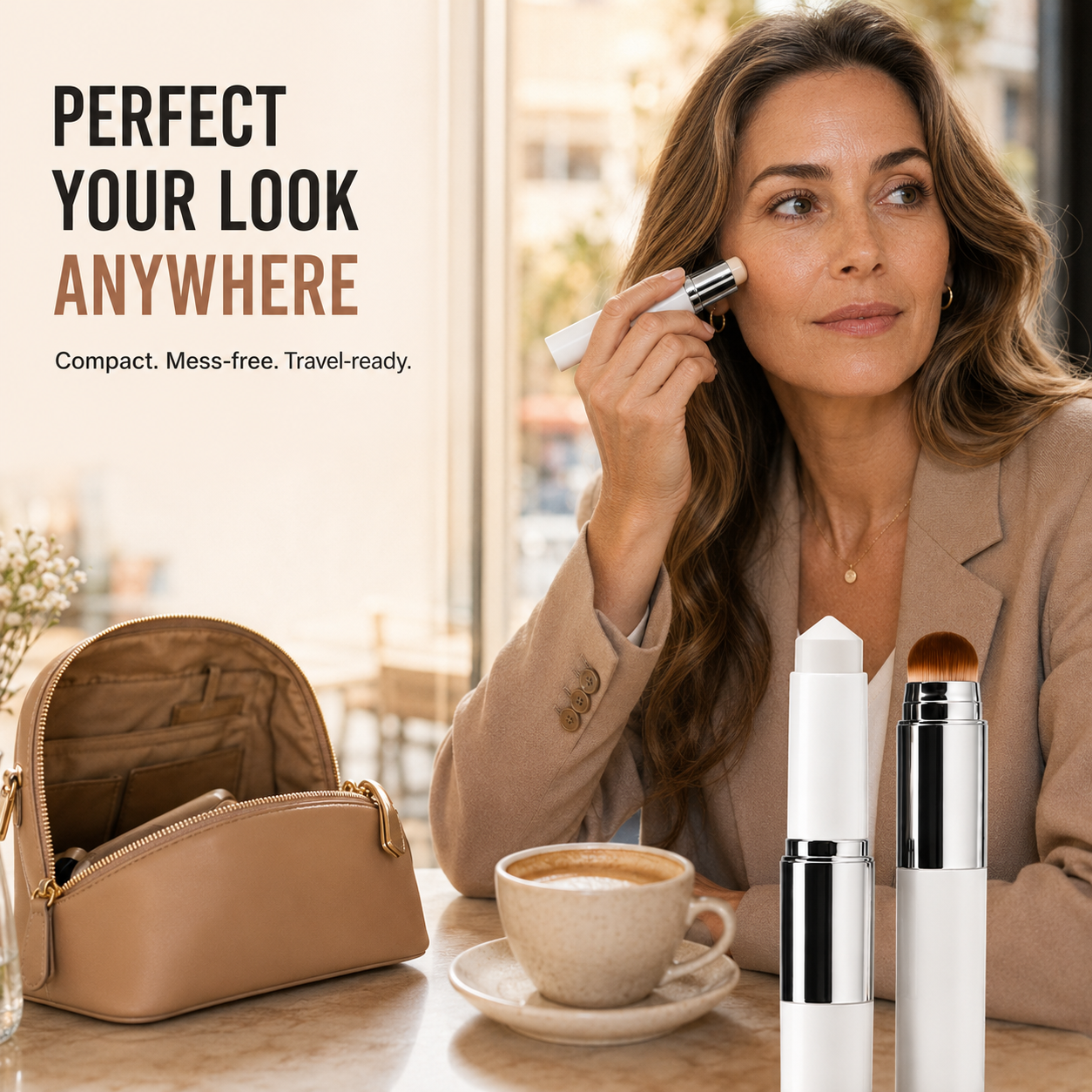 Portable foundation stick for makeup touch-ups