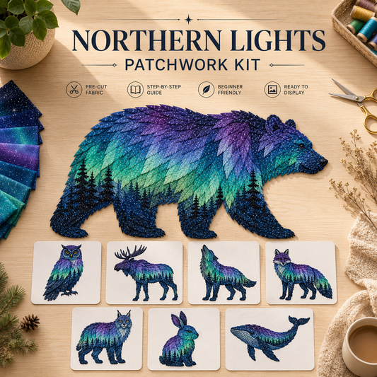 ⏳Last Day 49% OFF - 🌌🐺Northern Lights Wildlife DIY Patchwork Kit