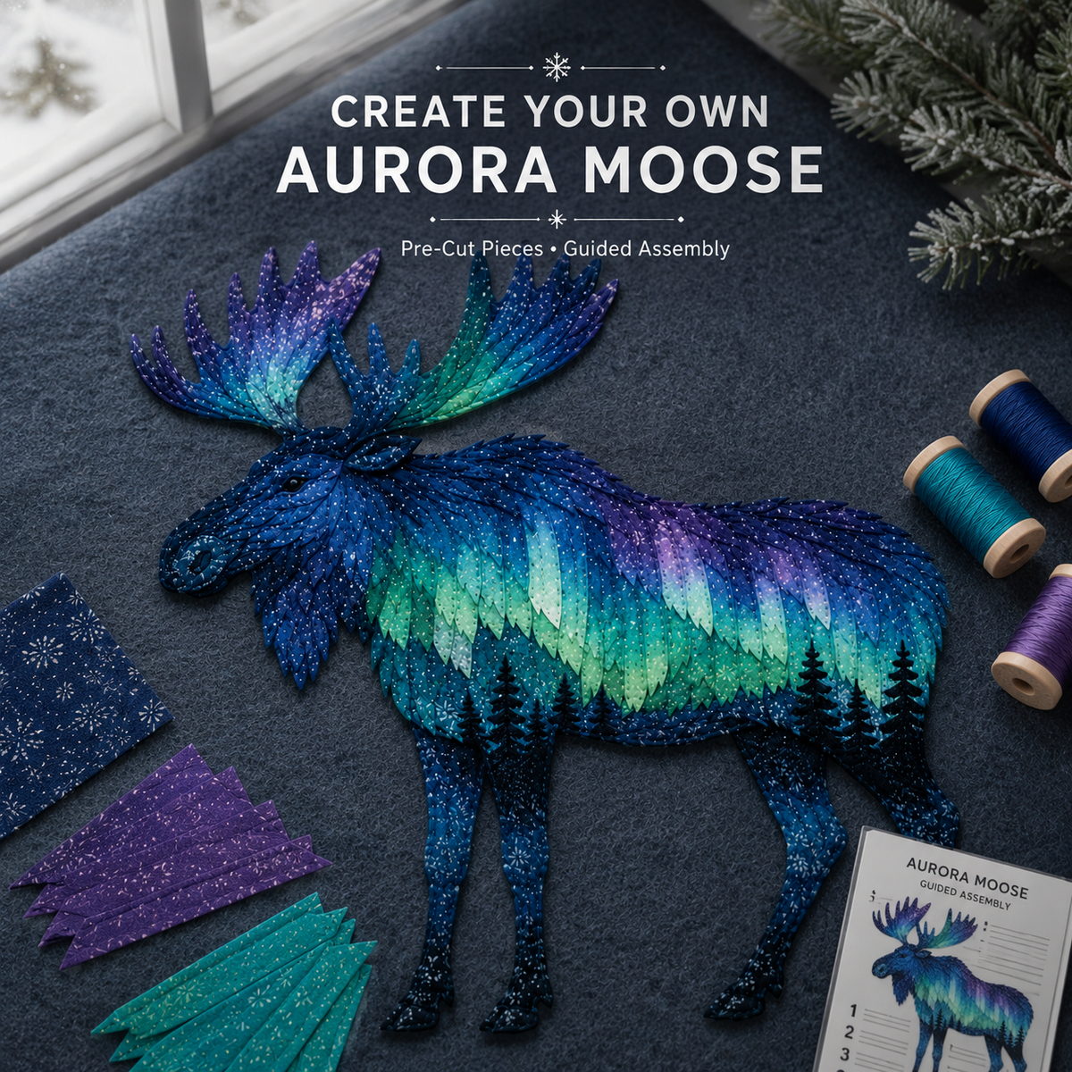 ⏳Last Day 49% OFF - 🌌🐺Northern Lights Wildlife DIY Patchwork Kit