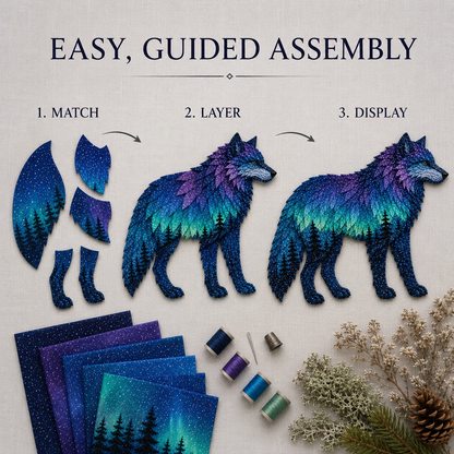 ⏳Last Day 49% OFF - 🌌🐺Northern Lights Wildlife DIY Patchwork Kit