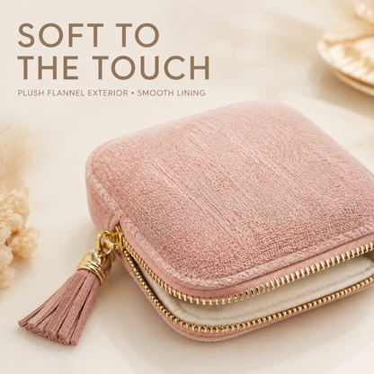 💎 Luxe Velvet Travel Jewelry Organizer – 5-Compartment Tangle-Free Storage Bag with Secure Tassel Zipper ✨