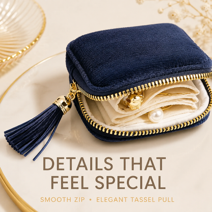 💎 Luxe Velvet Travel Jewelry Organizer – 5-Compartment Tangle-Free Storage Bag with Secure Tassel Zipper ✨