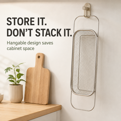 Stainless Steel Expandable Over-The-Sink Colander Strainer Basket