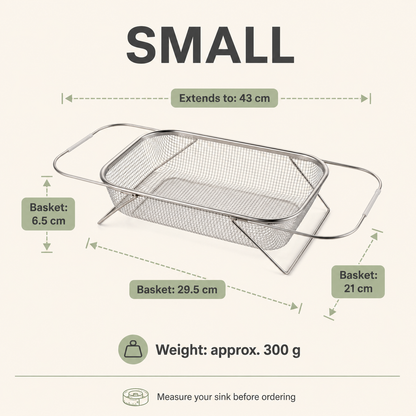 Stainless Steel Expandable Over-The-Sink Colander Strainer Basket