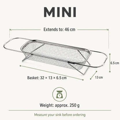 Stainless Steel Expandable Over-The-Sink Colander Strainer Basket