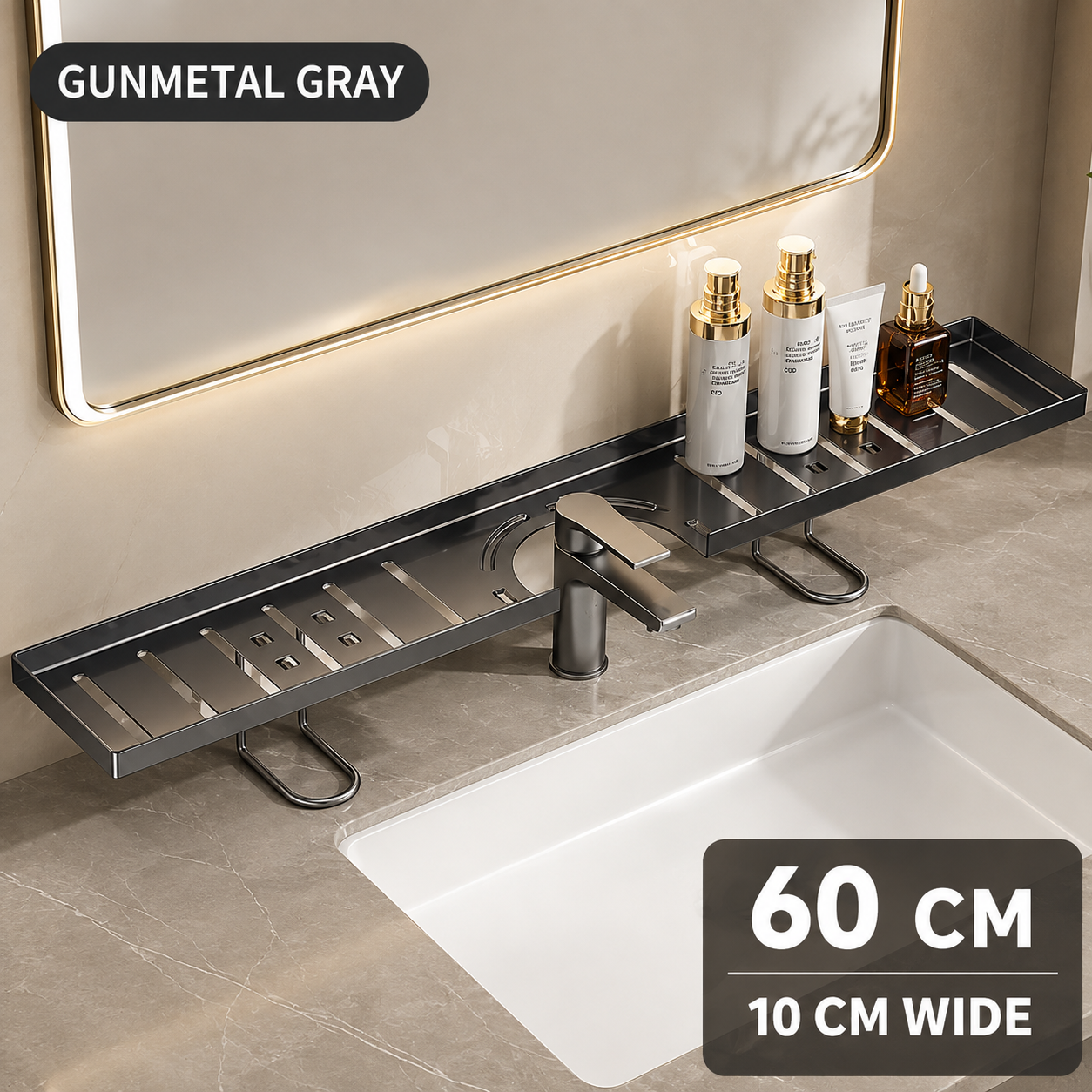 Adjustable Faucet Shelf – No-Drill Sink Organizer & Storage Rack