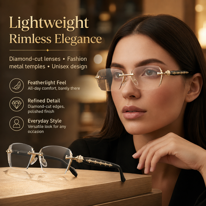 Rimless High Quality Eyewear,Anti Blue Light Rimless Reading Glasses for Men & Women