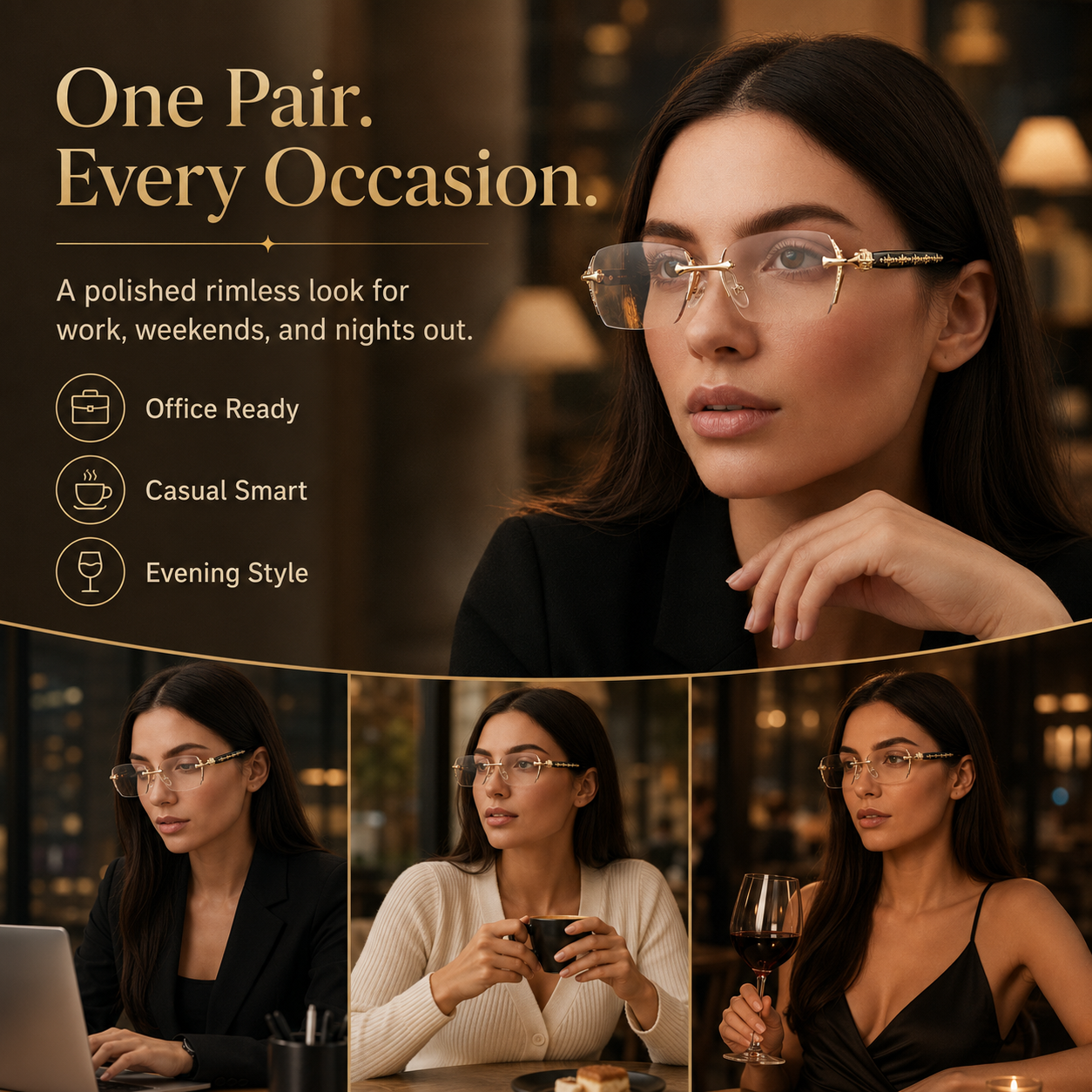 Rimless High Quality Eyewear,Anti Blue Light Rimless Reading Glasses for Men & Women