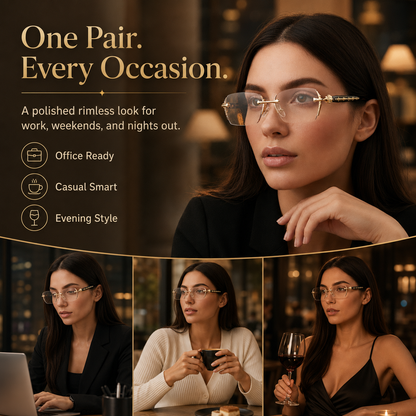 Rimless High Quality Eyewear,Anti Blue Light Rimless Reading Glasses for Men & Women