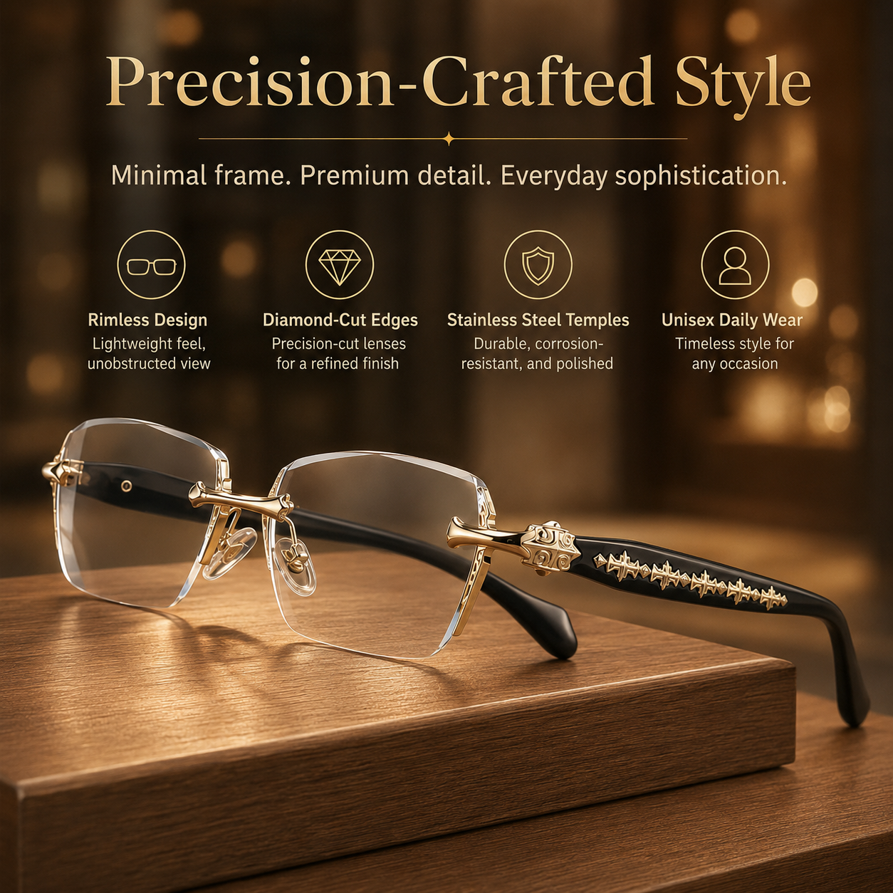 Rimless High Quality Eyewear,Anti Blue Light Rimless Reading Glasses for Men & Women