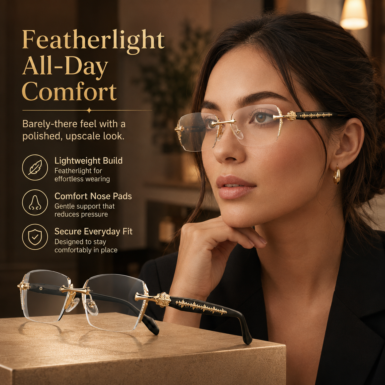 Rimless High Quality Eyewear,Anti Blue Light Rimless Reading Glasses for Men & Women