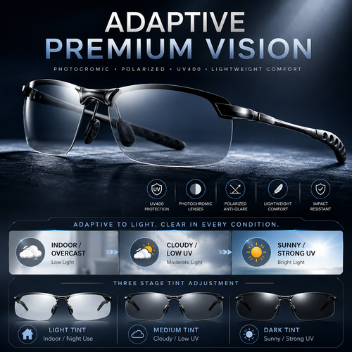 ✨Summervibes Smart Auto Zoom Photochromic Sunglasses | UV400 Anti Blue Light Outdoor Shades