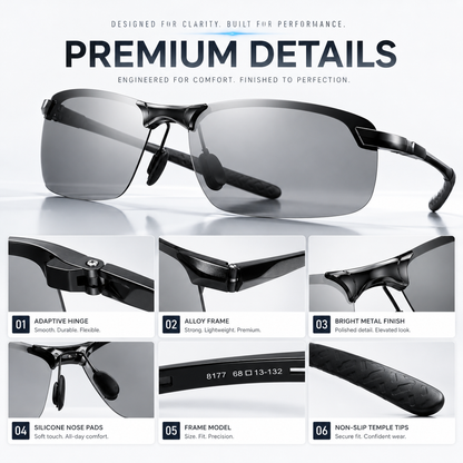 ✨Summervibes Smart Auto Zoom Photochromic Sunglasses | UV400 Anti Blue Light Outdoor Shades