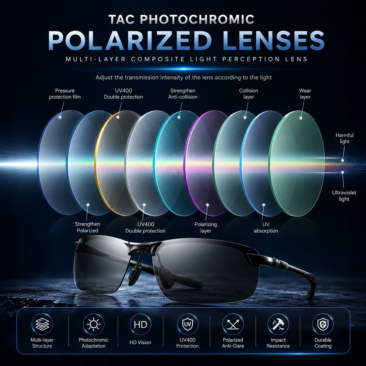 ✨Summervibes Smart Auto Zoom Photochromic Sunglasses | UV400 Anti Blue Light Outdoor Shades