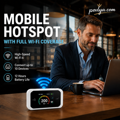 Mobile Hotspot – Portable WiFi, full coverage anywhere. No contract, no setup. Stay connected on the go!