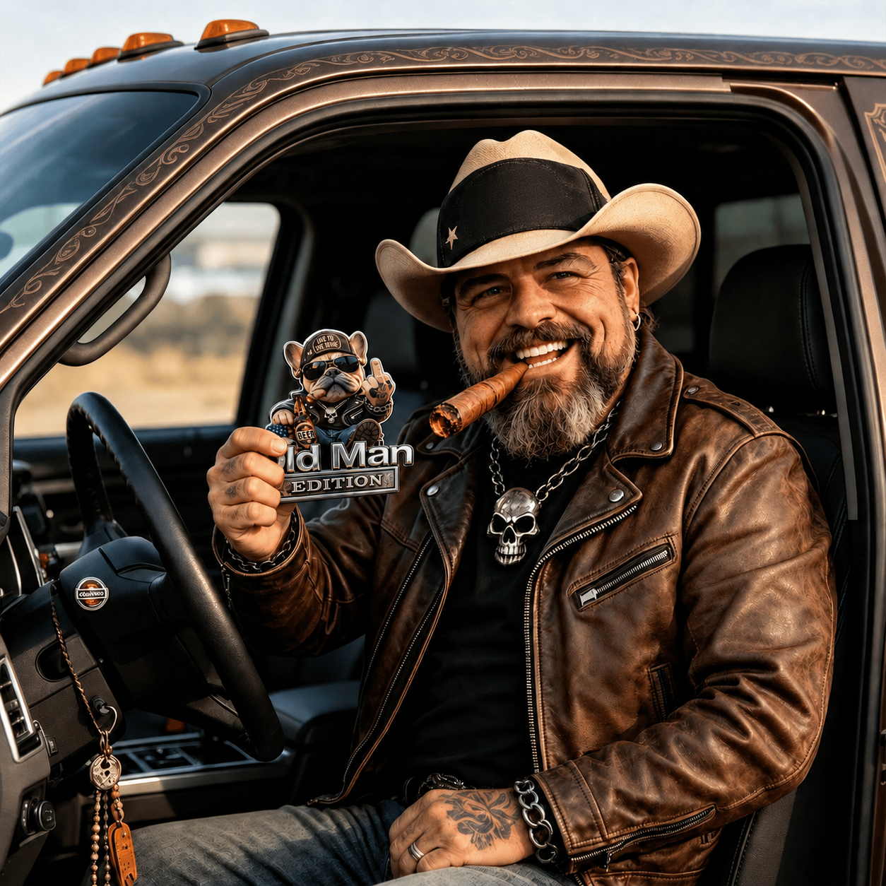🚗 Funny Old Man Edition Vehicle Badge — 3D Chrome Metal Emblem, Perfect Father's Day & Birthday Gift for Dad, Grandpa, Husband, Truck & SUV Owners