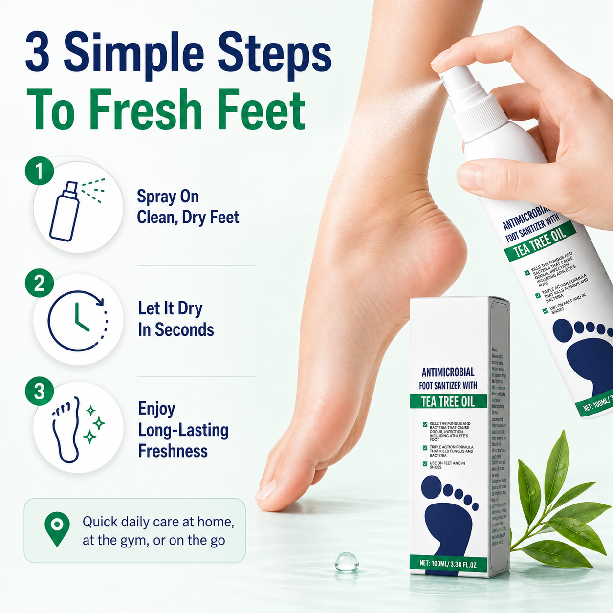 Tea Tree Oil Foot Spray - Moisturizing Deodorant for Fresh Feet