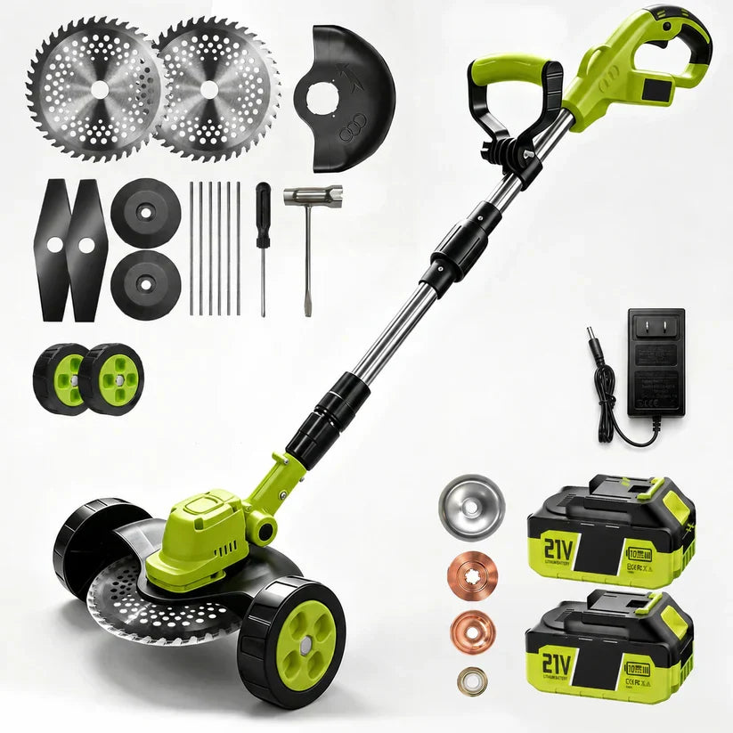 German Precision Craftsmanship 3-in-1 Cordless Lawn Mower with 2×21V Batteries, Eco Emission-Free Electric Grass Cutting Tool