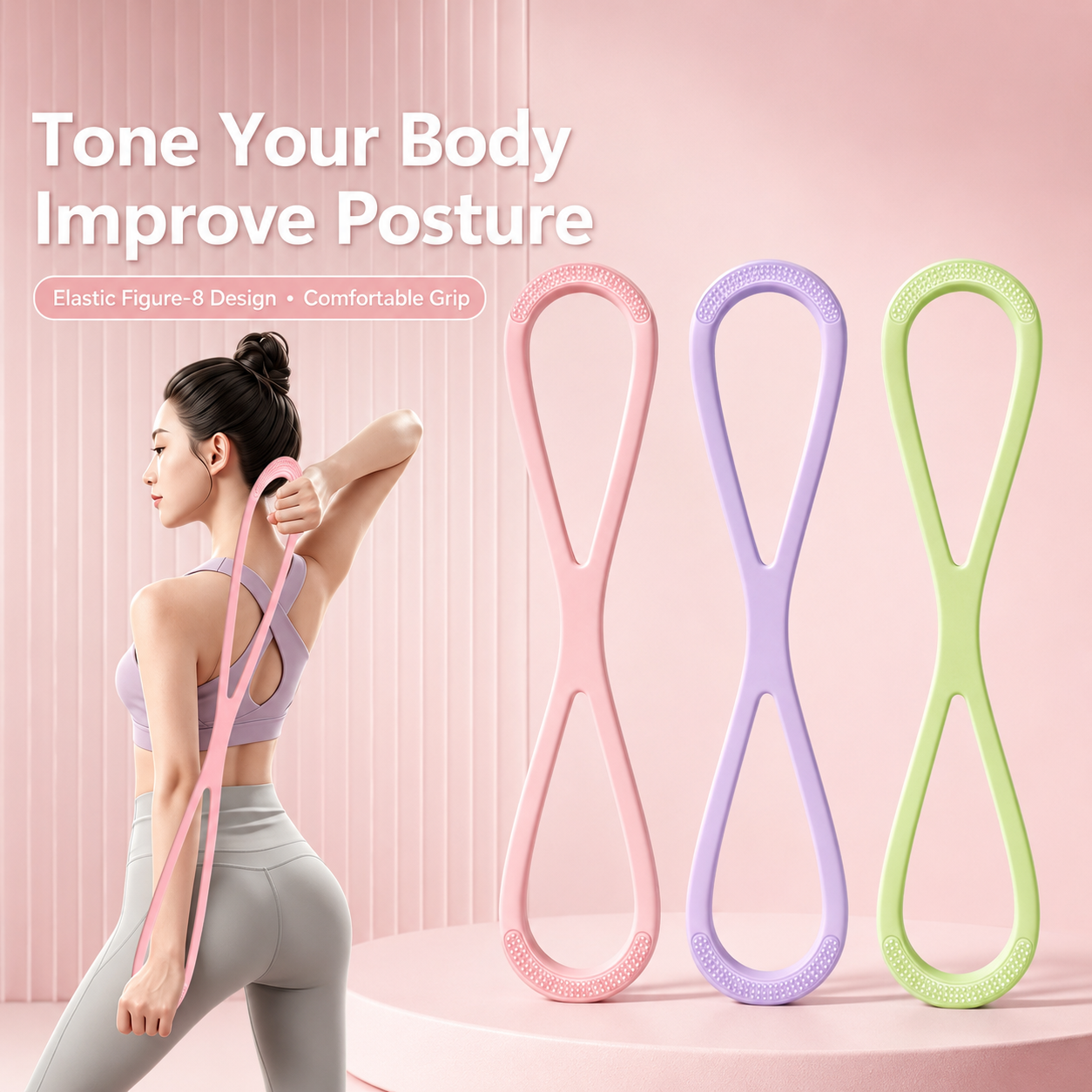 Resistance Bands - Figure 8 TPE Exercise Bands for Women
