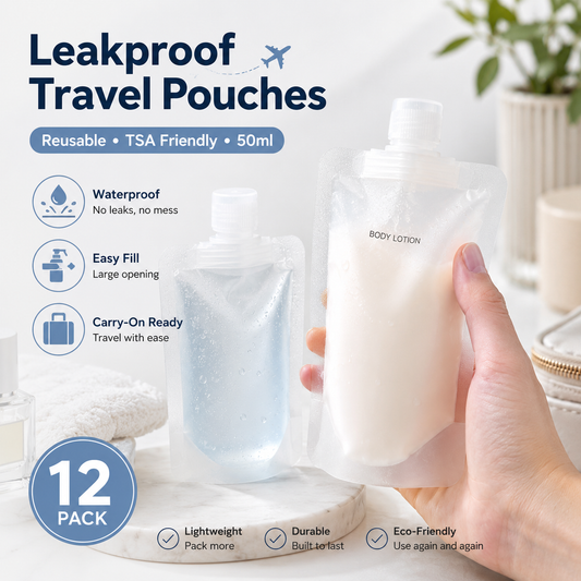 12 Counts Reusable Plastic Pouches, Versatile Liquid Carriers for Picnics and Outings