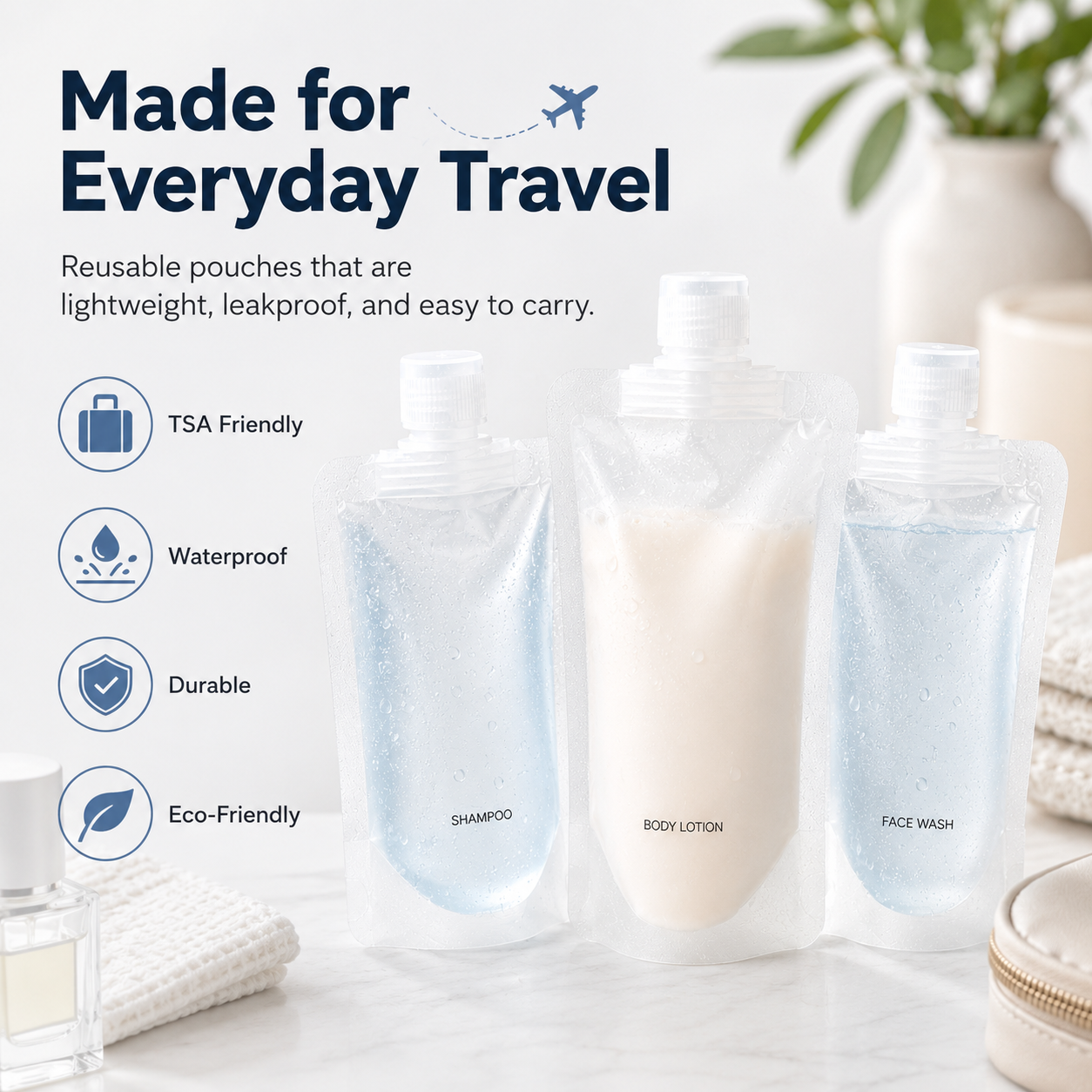 12 Counts Reusable Plastic Pouches, Versatile Liquid Carriers for Picnics and Outings