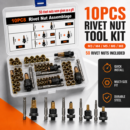 Head Rivet Nut Tool Kit M3-M8 Carbon Steel for Automotive & DIY