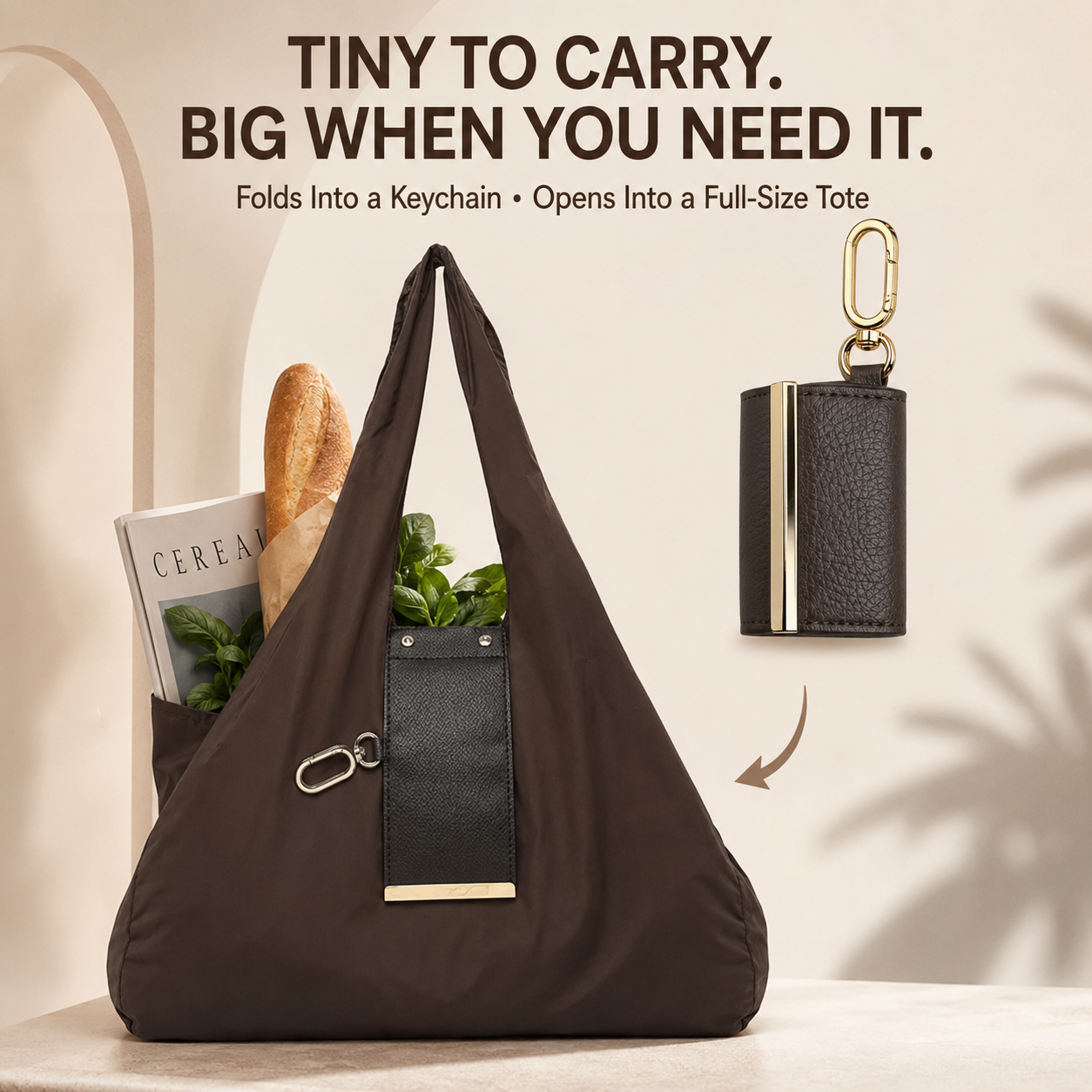 Foldable Keychain Tote Bag for Shopping & Travel